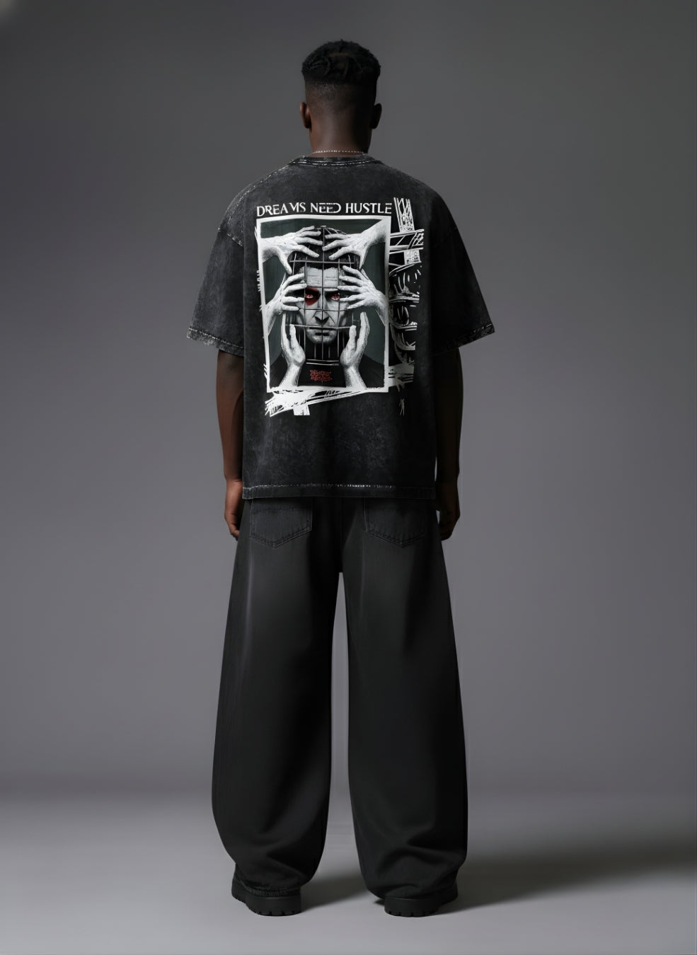 DREAMS NEED HUSTLE BLACK OVERSIZED T-SHIRT