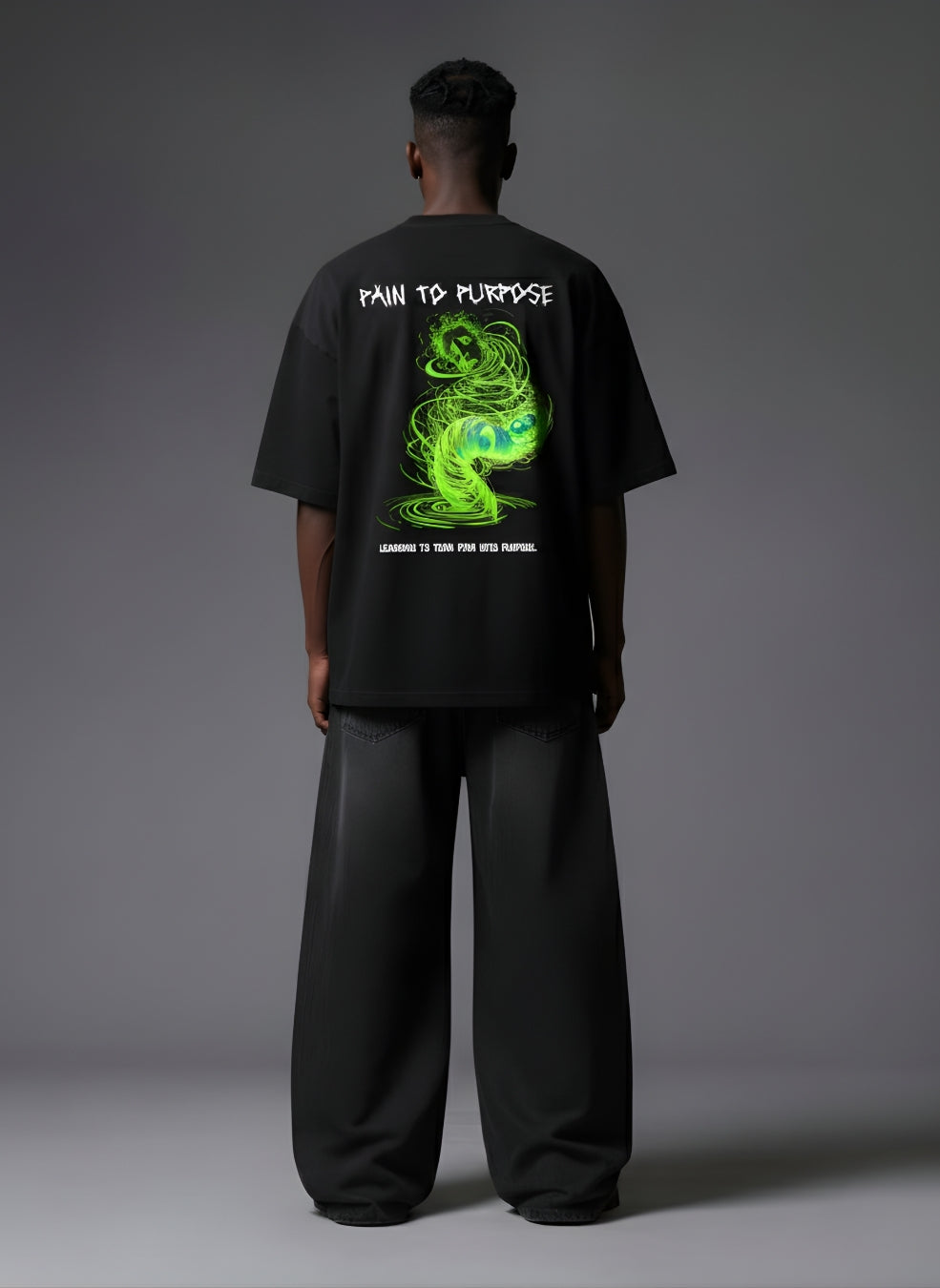PAIN TO PURPOSE BLACK OVERSIZED T-SHIRT