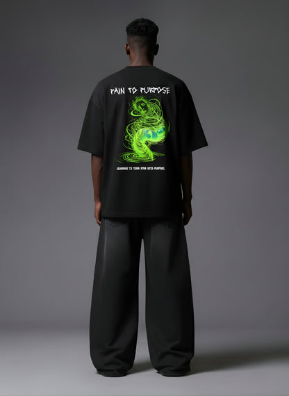 PAIN TO PURPOSE BLACK OVERSIZED T-SHIRT
