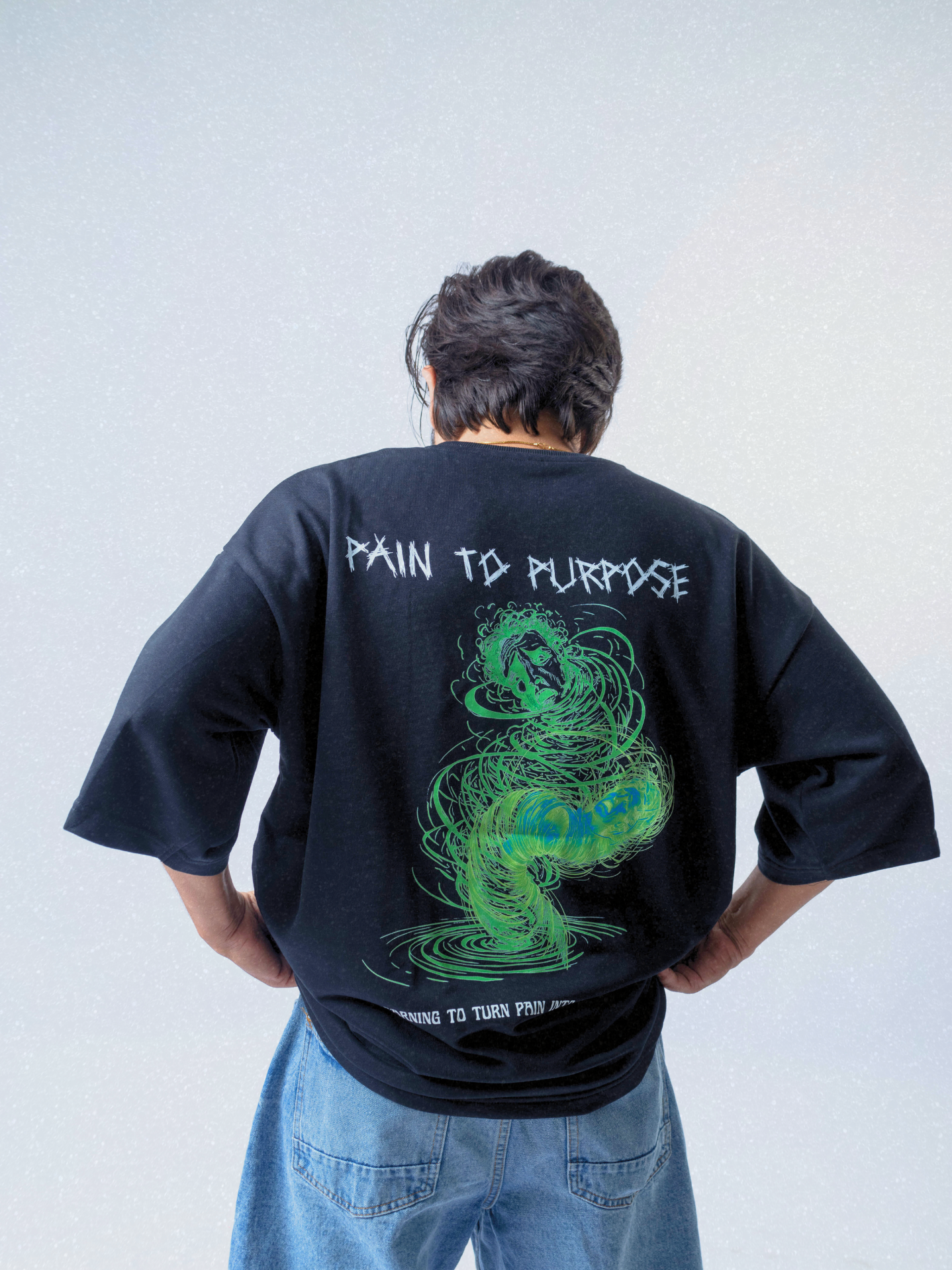 PAIN TO PURPOSE BLACK OVERSIZED T-SHIRT